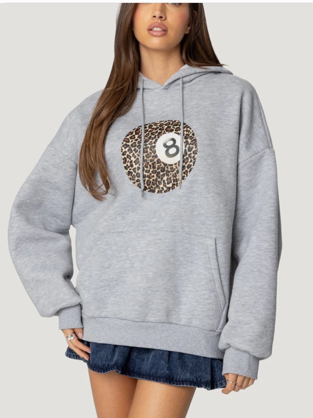 Editked Gray Leopard 8-Ball Graphic Hoodie